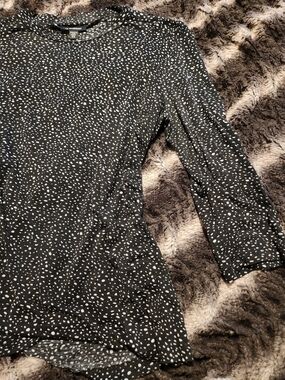 le chateau Black and White Long Sleeve Polka Dot Blouse